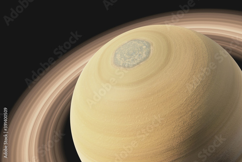 Fototapeta Naklejka Na Ścianę i Meble -  Saturn Planet with ring in outer space closeup. 3D rendered illustration. Elements of this image furnished by NASA.