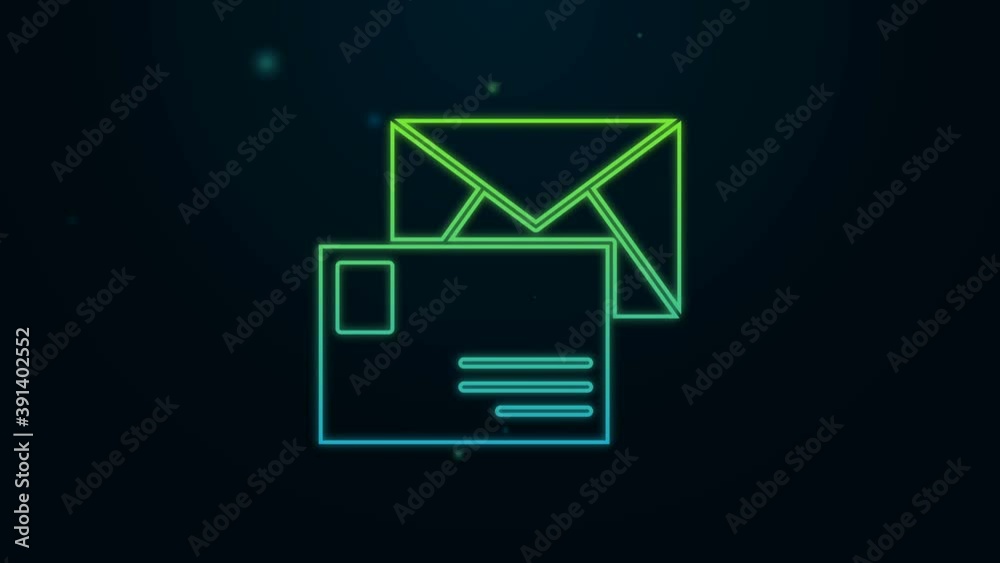 Glowing neon line Envelope icon isolated on black background. Email message letter symbol. 4K Video motion graphic animation Glowing neon line Envelope icon isolated on black background. Email message letter symbol. 4K Video motion graphic animation