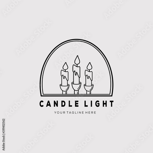 Candle light vintage logo vector illustration design