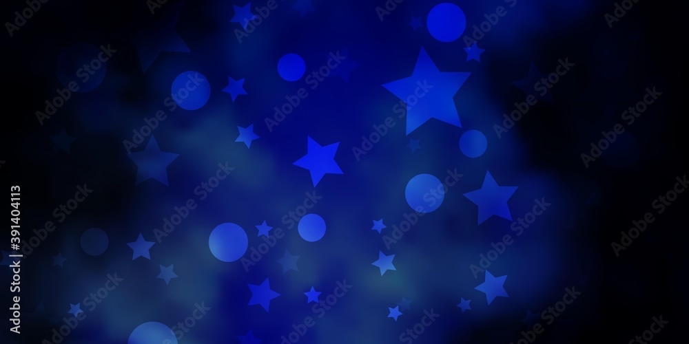 Dark BLUE vector template with circles, stars. Dark BLUE vector template with circles, stars.