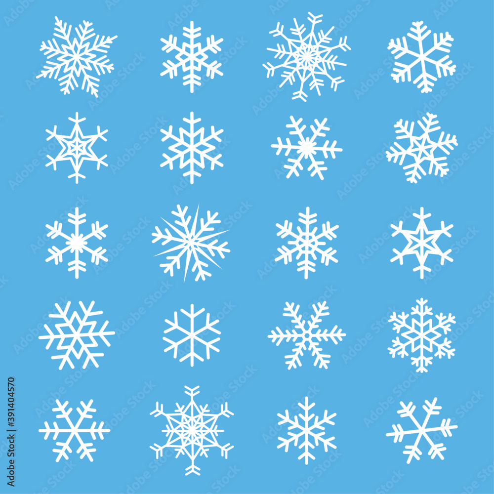 Grupo de copos de nieve blancos