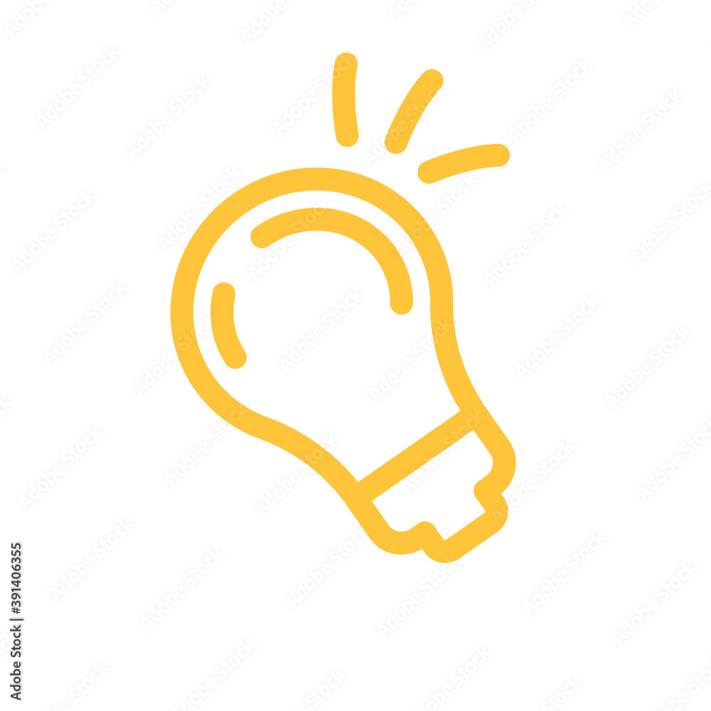 Obraz premium Light bulb icon. Symbol of idea. Shining electric lamp illustration.