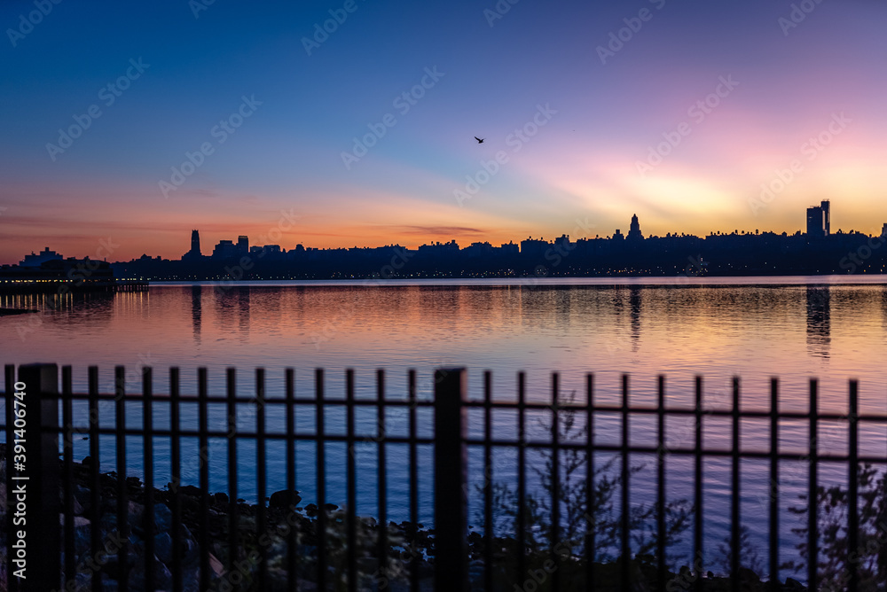 New York City Sunrise Skyline From Edgewater New Jersey 