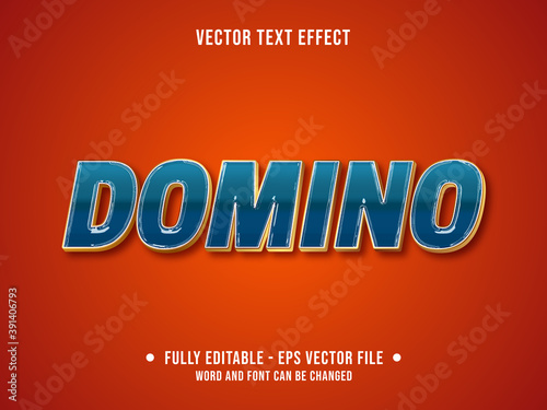 Editable text effect - Domino poker style blue and gold modern gradient color style 
