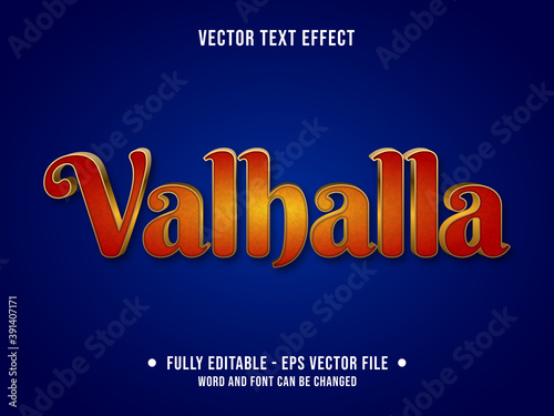 Editable text effect - Valhalla red  and orange vintage color style	
