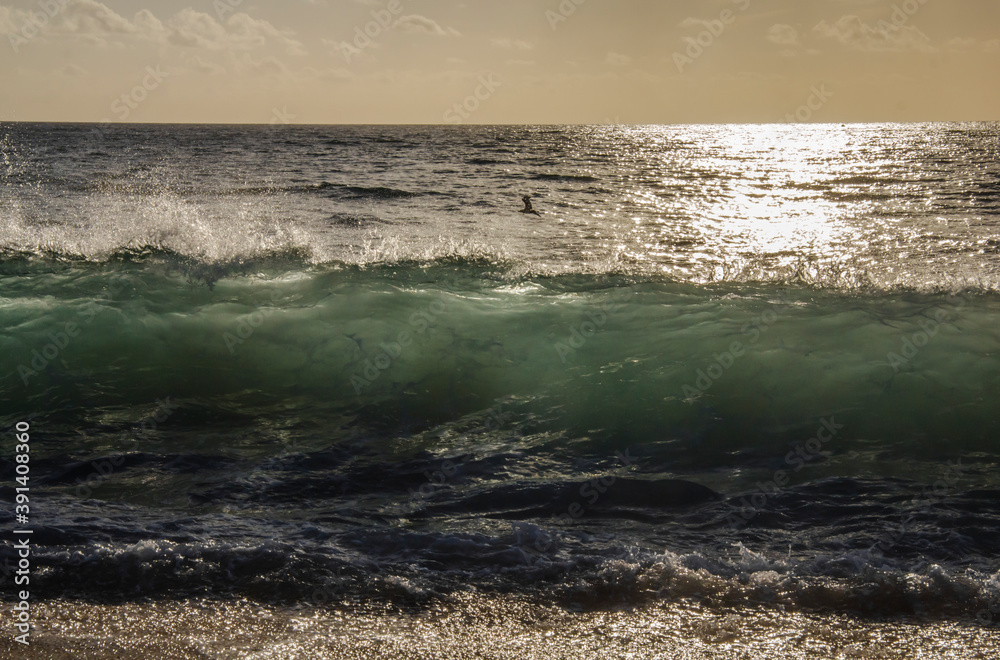 Fototapeta premium sunset, sea, wave, nazareth, ocean,