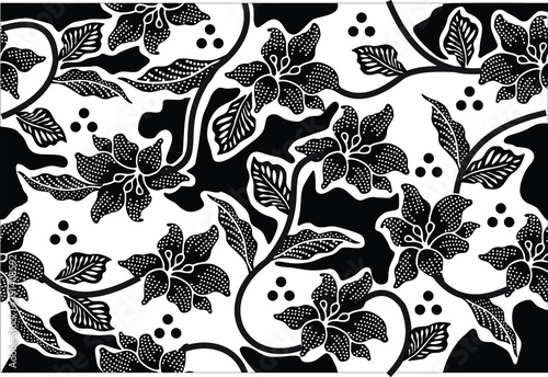 Indonesian batik motif, Batik is a technique of wax-resist dyeing applied to whole cloth, or cloth made using this technique originated from Indonesia. Vector EPS 10