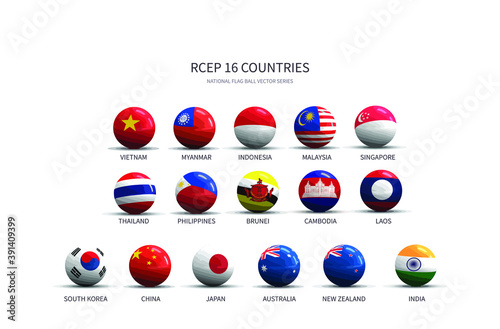 Flag Ball Vector of RCEP Countries