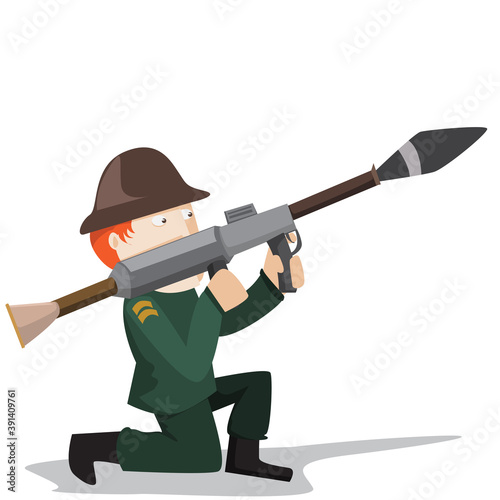 flat illustration of soldier ready to shoot a missile artwork  