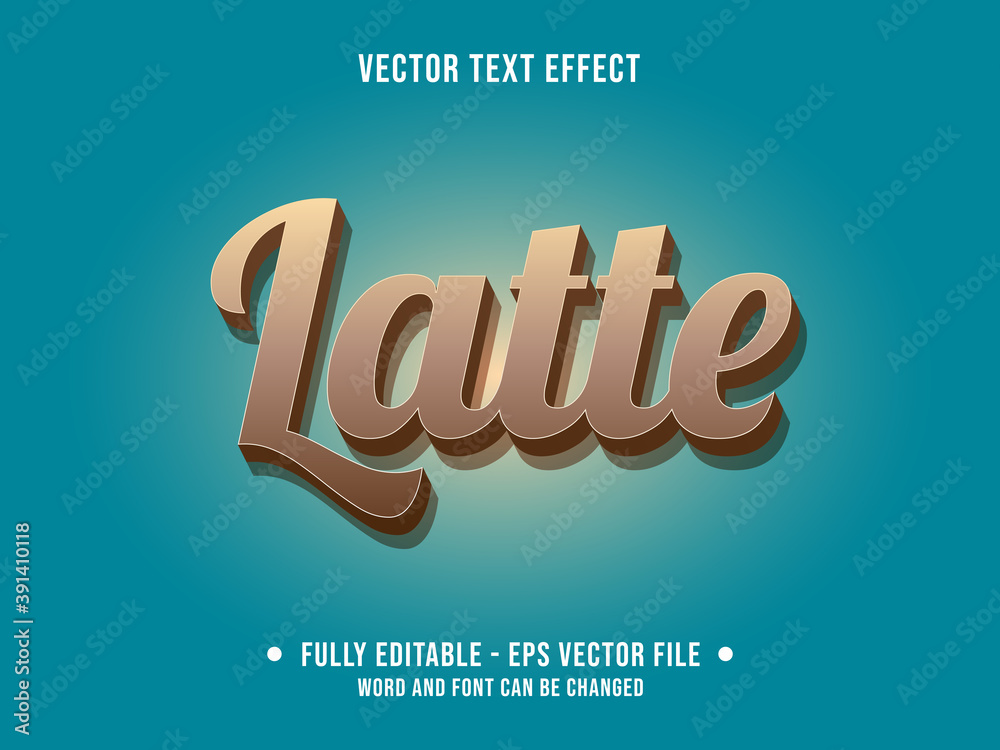 Editable text effect - Latte retro gradient brown coffee color style
