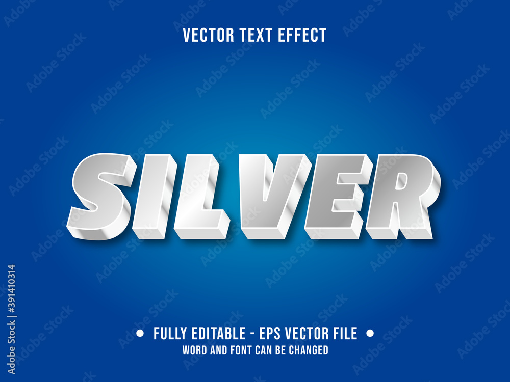 Editable text effect - Silver modern gradient color style
