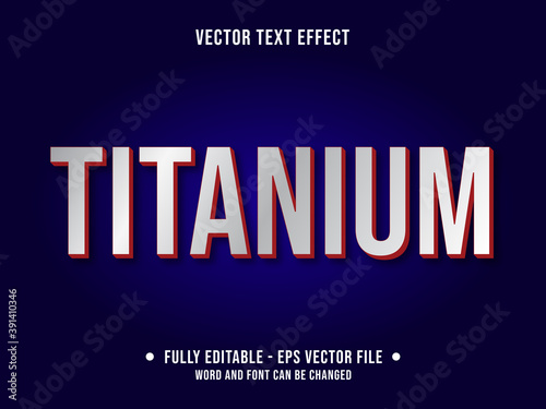 Editable text effect - Titanium metal silver modern gradient color style
