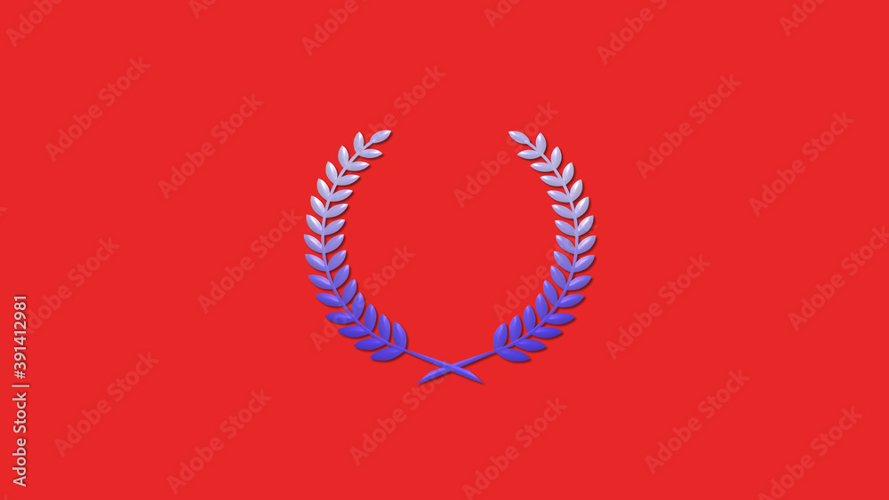 Amazing blue and white gradient 3d wheat logo icon on red background Amazing blue and white gradient 3d wheat logo icon on red background