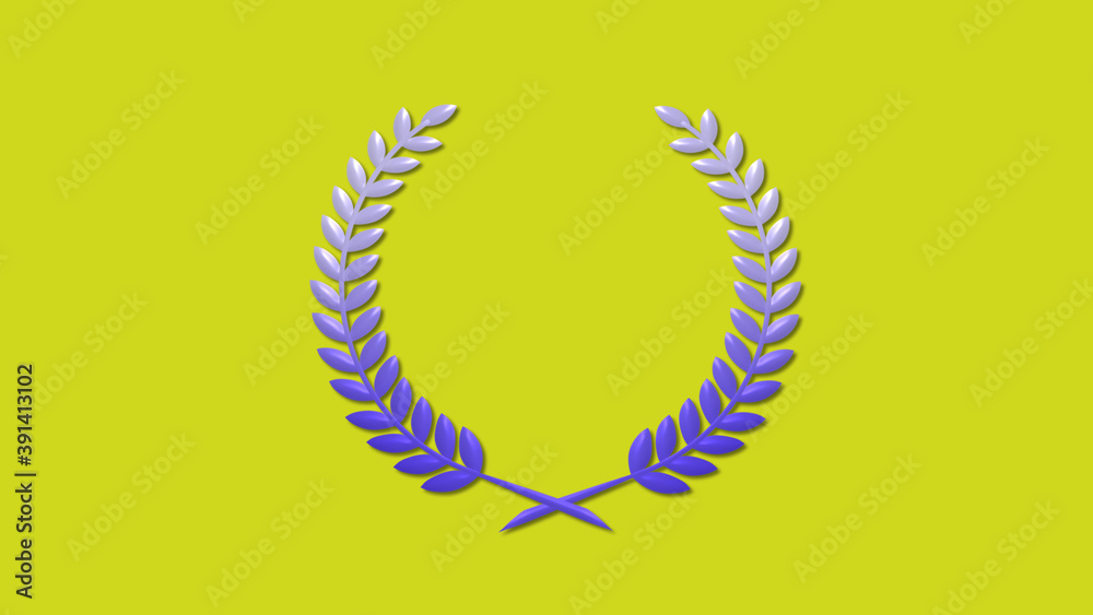 Amazing white and blue gradient 3d wheat logo icon on yellow background Amazing white and blue gradient 3d wheat logo icon on yellow background