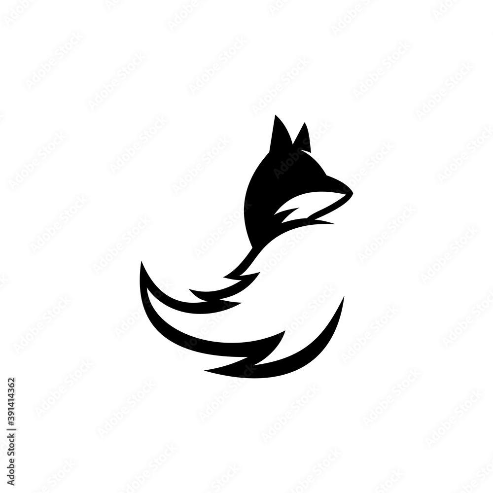 Black Simple Fox Logo Smart Icons For Your Company Vector Black simple fox logo smart icons for your company vector