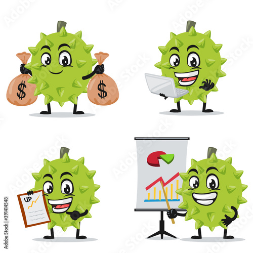 vector illustration of durian mascot or character collection set with business theme