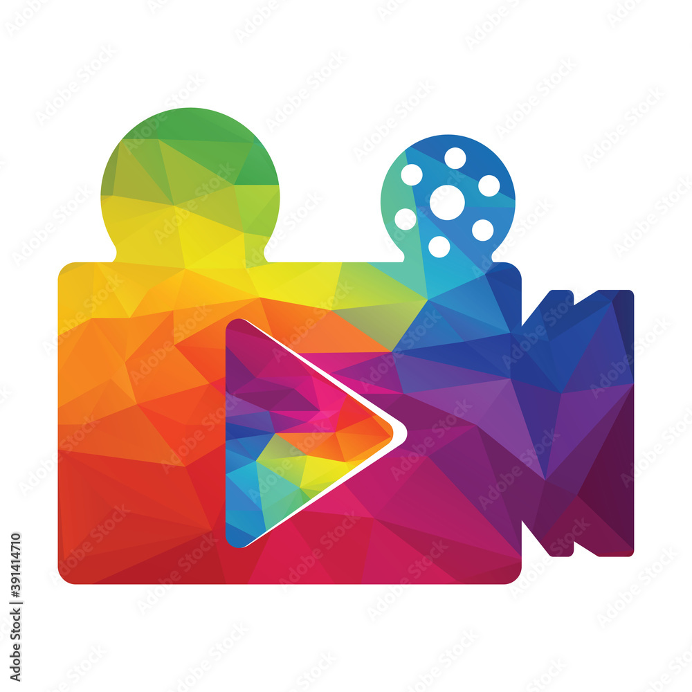 Play Button and Video Media logo template. Video camera vector. Player ...