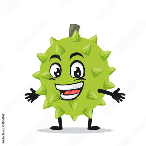 vector illustration of durian mascot or character open hand