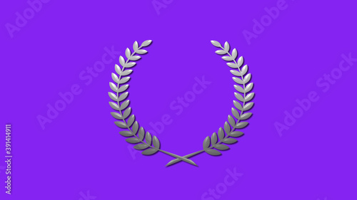 New white gradient 3d wheat logo icon on purple background, Wreath logo icon