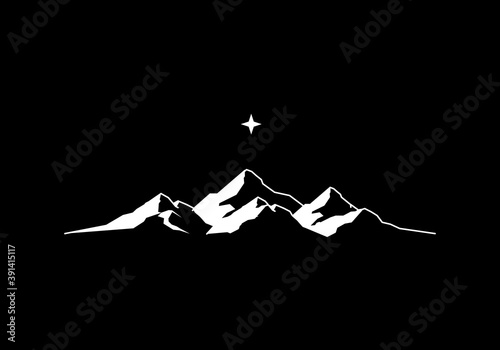 Mountain with star illustration logo