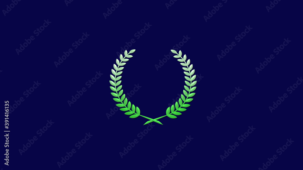 Beautiful green gradient 3d wheat icon on blue dark background Beautiful green gradient 3d wheat icon on blue dark background