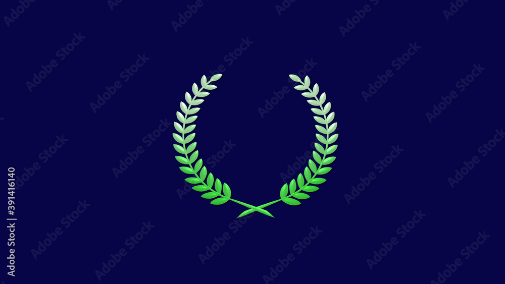 Beautiful green gradient 3d wheat icon on blue dark background Beautiful green gradient 3d wheat icon on blue dark background