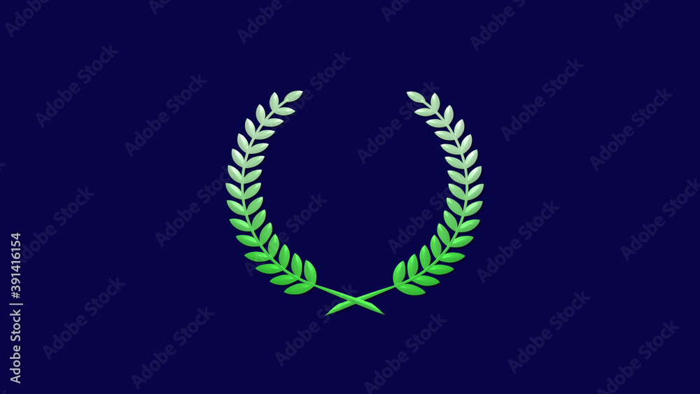 Beautiful green gradient 3d wheat icon on blue dark background Beautiful green gradient 3d wheat icon on blue dark background