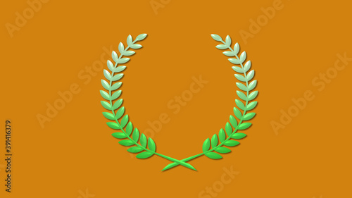 3d wheat icon on brown background, Green gradient 3d wheat icon