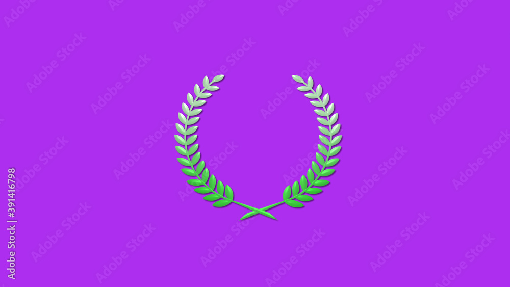 Amazing green gradient 3d wheat icon on purple background Amazing green gradient 3d wheat icon on purple background