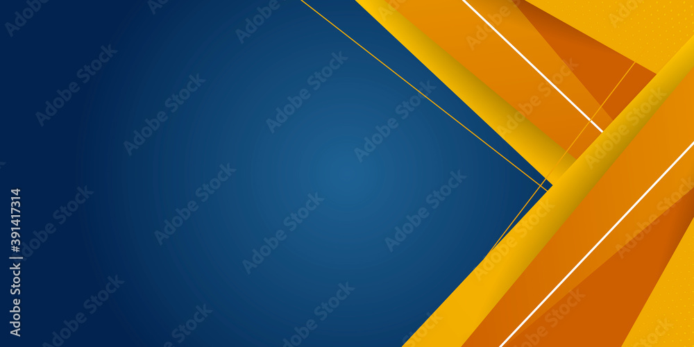 Dark blue orange shiny triangle abstract background vector presentation ...