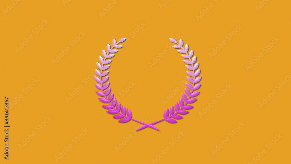 Amazing pink white gradient wheat icon on brown background, Wreath icon Amazing pink white gradient wheat icon on brown background, Wreath icon