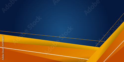 High contrast blue and orange glossy stripes. Abstract tech graphic banner design. Vector corporate background