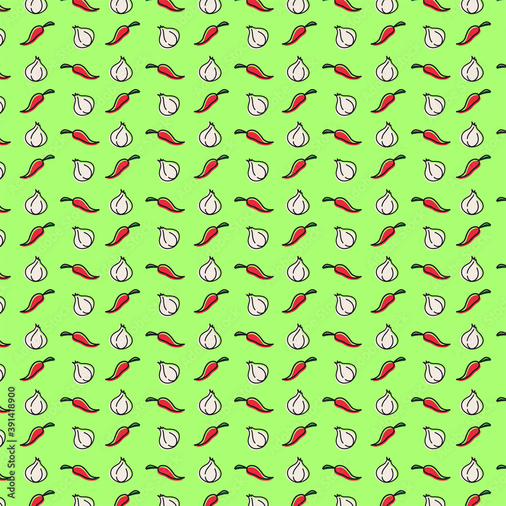 seamless pattern garlic and chili seamless pattern garlic and chili