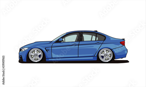 blue car isolated on white