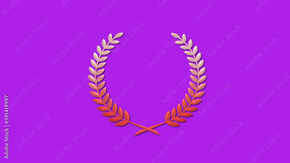 New red and white gradient 3d wheat icon on purple background, Best wreath icon