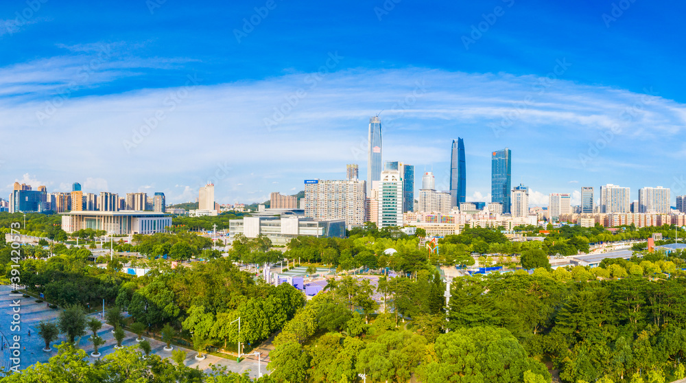 Fototapeta premium Urban skyline of Dongguan City, Guangdong Province, China