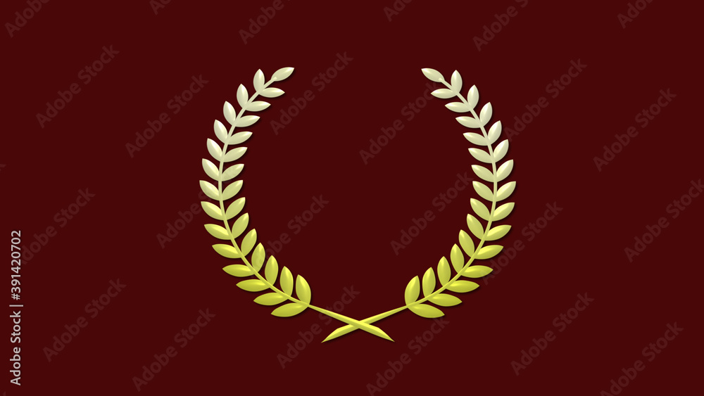 Amazing yellow gradient 3d wheat logo icon on red dark background Amazing yellow gradient 3d wheat logo icon on red dark background