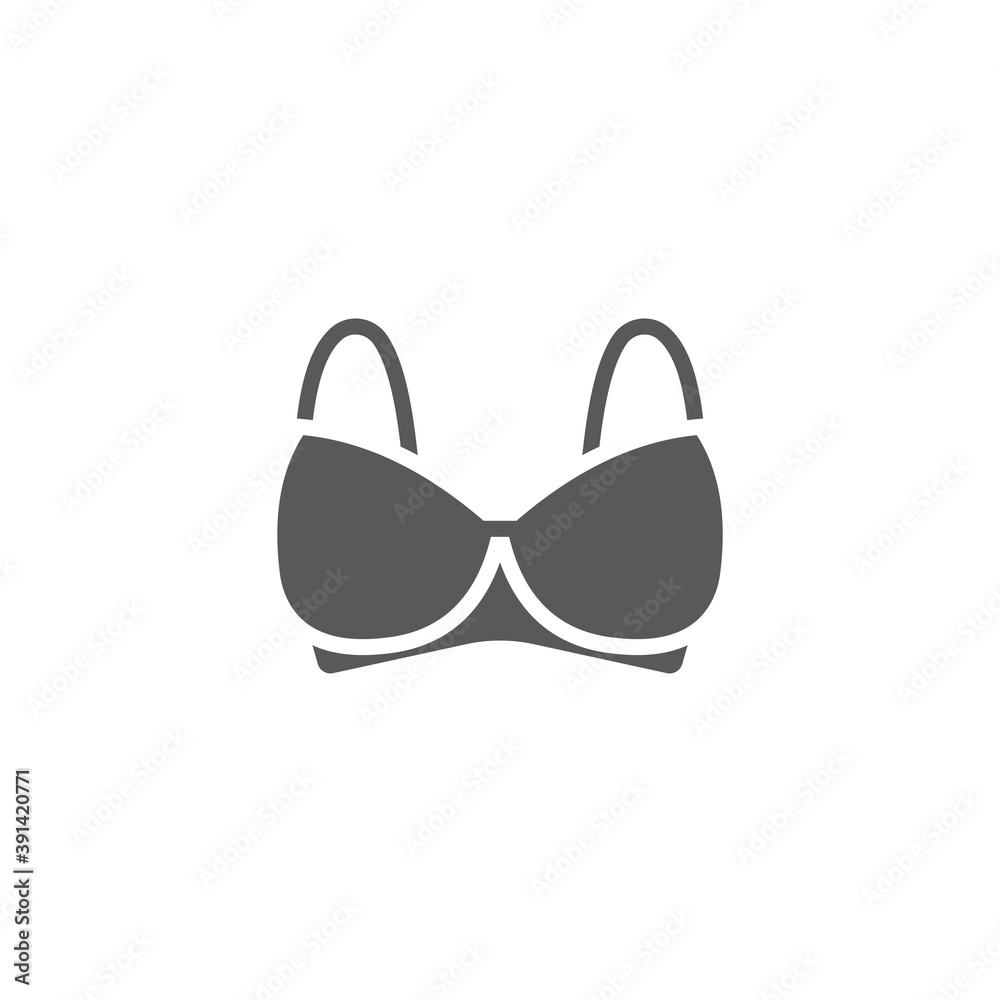woman bra underware lcon. Equipment symbol, line, color, outline style pictogram on beige background. Boxing gloves sign for mobile concept and web design. Vector graphics