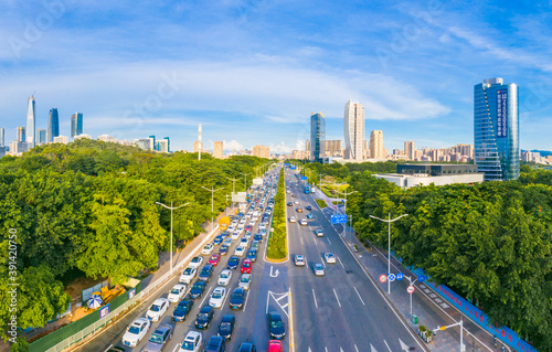 Urban skyline of Dongguan City, Guangdong Province, China photo