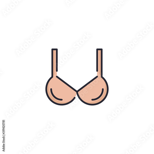 woman bra underware lcon. Equipment symbol, line, color, outline style pictogram on beige background. Boxing gloves sign for mobile concept and web design. Vector graphics