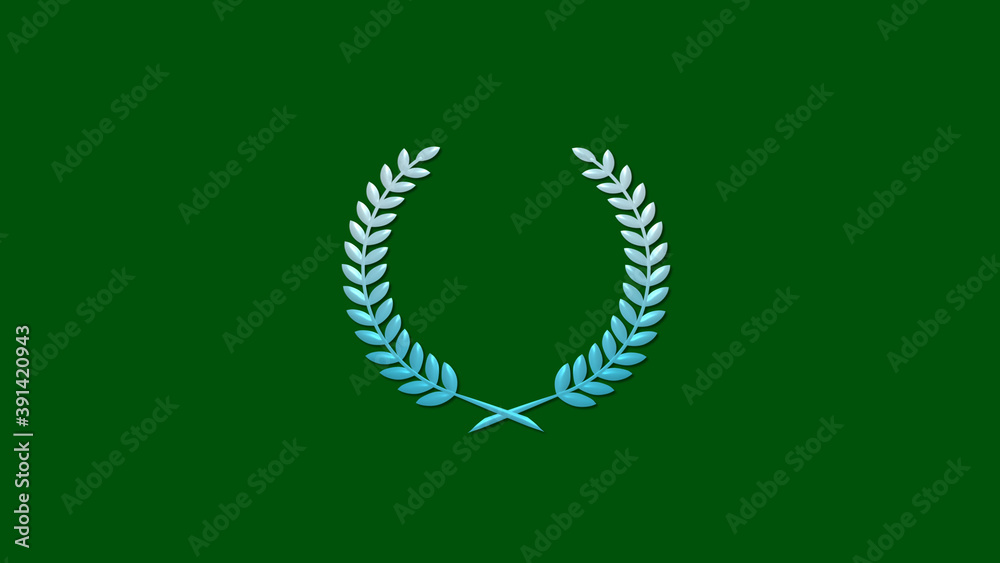 Beautiful cyan gradient wheat icon on green dark background, Wheat 3d icon