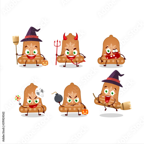 Halloween expression emoticons with cartoon character of bell cookie