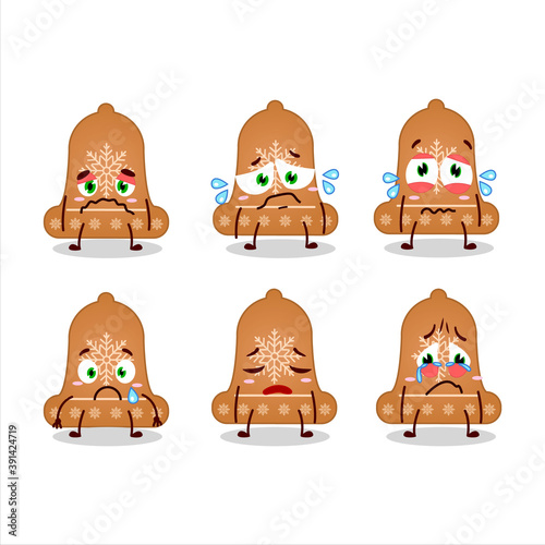 Bell cookie cartoon character with sad expression