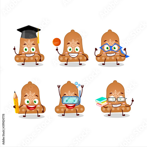 Fototapeta Naklejka Na Ścianę i Meble -  School student of bell cookie cartoon character with various expressions