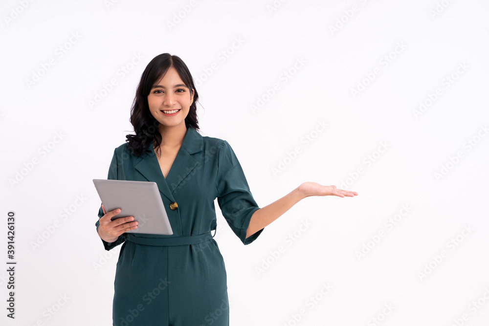 Happy business woman portrait. Showing copy space Happy business woman portrait. Showing copy space