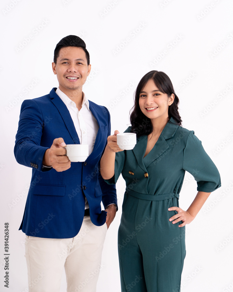 Portrait of a happy business partner. Was enjoying a coffee break