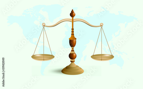 scales of justice isolated on Blue background