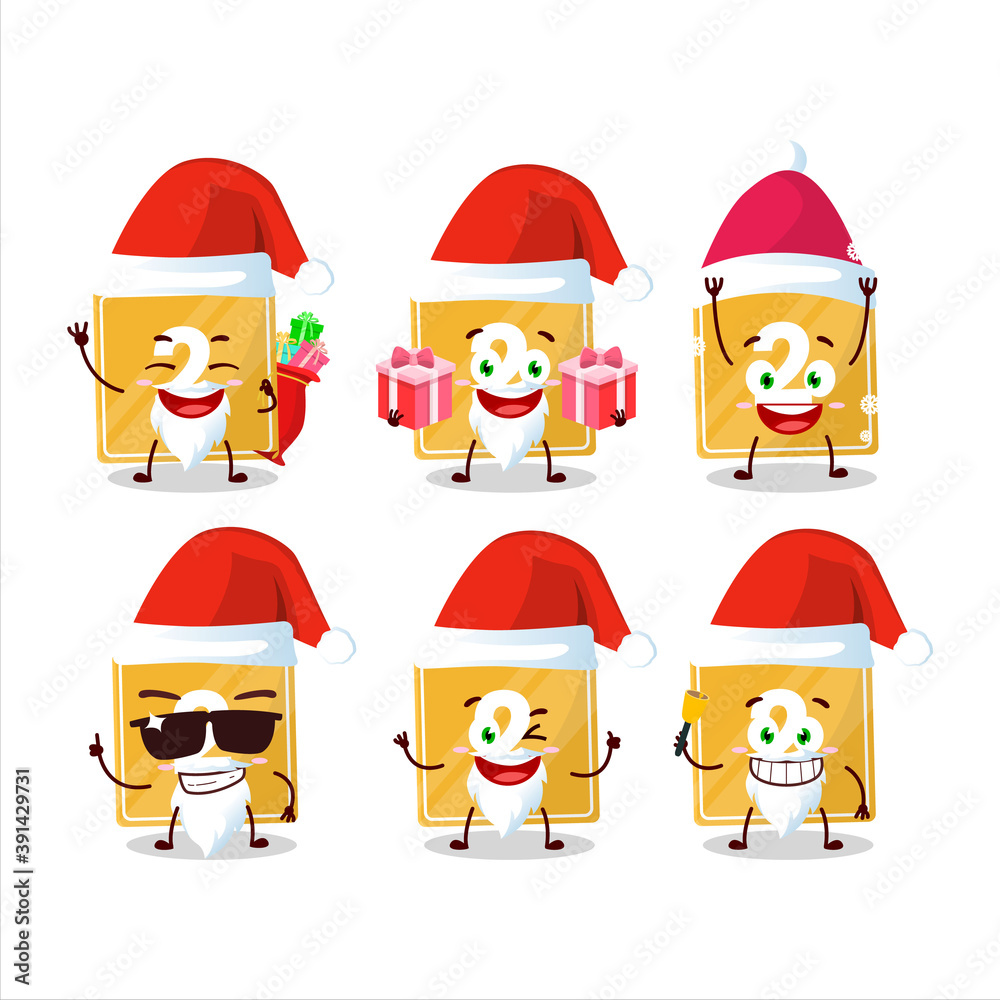 Santa Claus emoticons with toys block two cartoon character