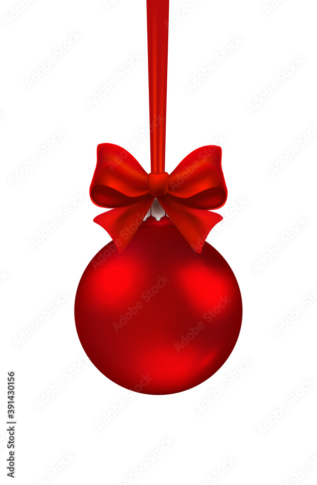 Christmas ball with red ribbon. Vector illustration Christmas ball with red ribbon. Vector illustration