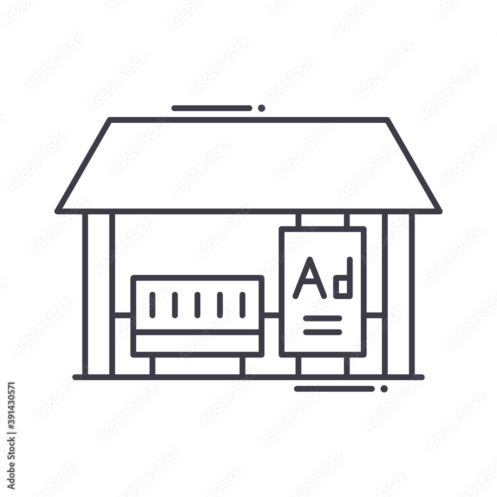 Advertising icon, linear isolated illustration, thin line vector, web design sign, outline concept symbol with editable stroke on white background. Advertising icon, linear isolated illustration, thin line vector, web design sign, outline concept symbol with editable stroke on white background.